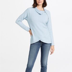 Soft Surroundings Light Blue Zippered Turtleneck Sweater Small